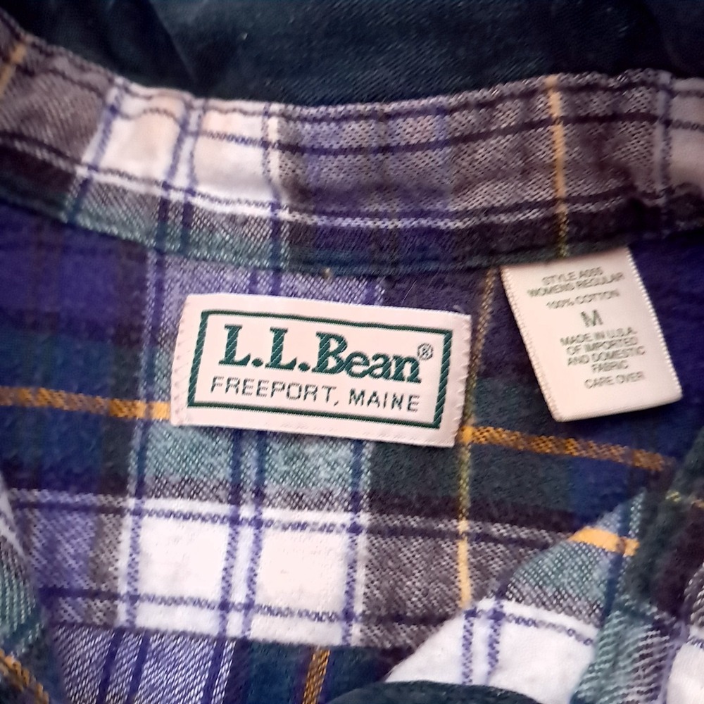 Vintage LL Bean Womens Hurricane Shirt Jacket sz M Medium Freeport green flannel - Picture 7 of 11